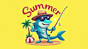 do modern summer fishing mascot logo design