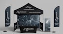 design eye catching canopy tent, feather flag, backdrop banner