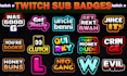 design twitch bit badge text emote static emote sub badge