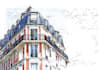 hand sketch in architecture watercolour illustration