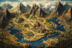 create a fantasy atlas map, vector world map