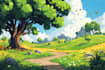 illustrate beautiful flat landscape illustration art