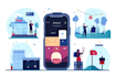 create an vector flat illustration people corporate art