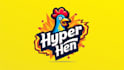 design hyper hen mascot logo with express delivery