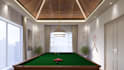 design snooker room area with TV lounge in 3d render