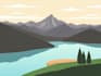 draw a flat vector landscape illustration