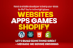 website development, web pages, shopify, apps, games