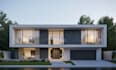 design house elevation, exterior 3d rendering and animation