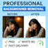 background from images professionally with white or transparent bg