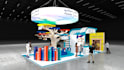 design a 3d exhibition stall, booth, stand, or kiosk
