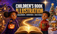 children story book illustration for halloween christmas and bible story