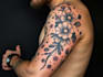 do premium trash polka design , sleeve tattoo