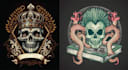 make custom skull crown snake rose tattoo logo design
