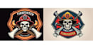 design high quality skull eagle firefighter logo