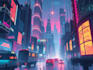 do cyberpunk futuristic city art