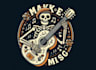 make vintage skeleton music guitar logo