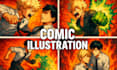 draw high quality comic pages base on your script in your style or character