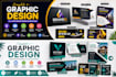 design logo, business card, banner, brochure design, flyer and social media post