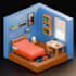 create a stylized 3d isometric room in blender