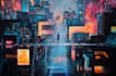 do cyberpunk futuristic city art