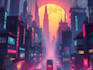 do cyberpunk futuristic city art