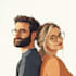 draw flat minimalist wedding couple portrait from photo
