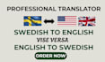 do swedish to english translation evaluation proofreading grammerchecking