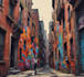 paint real graffiti art on the street wall