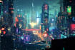 do cyberpunk futuristic city art