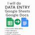 do data entry in google sheets or docs professionally