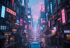 create a cyberpunk futuristic city art