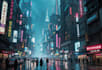 illustrate a cyberpunk futuristic city art