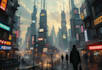 make a cyberpunk futuristic city art