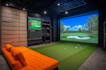 custom 3d golf simulation room with realistic cgi render,VR integration,golf cgi