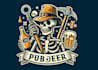 design retro skeleton pub beer illustration logo