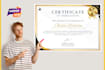 custom certificate design,  appreciation or award certificate in 24hrs
