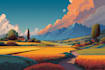 draw a flat vector landscape illustration