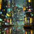 create a cyberpunk futuristic city art