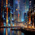 draw a cyberpunk futuristic city art