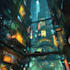 illustrate a cyberpunk futuristic city art