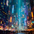 make a cyberpunk futuristic city art