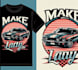 make lady t shirt racing car logo design
