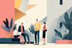 create an vector flat illustration people corporate art