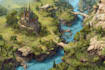 make fantasy map illustration for  novels and games