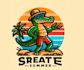 create skull mascot summer crocodile logo