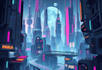 create a sci fi and cyberpunk futuristic city art