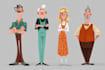 do characters in retro rubber hose cartoon style