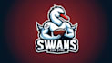 create drawing swans mascot logo with text with any file