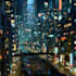 draw a cyberpunk futuristic city art