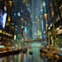 make a cyberpunk futuristic city art
